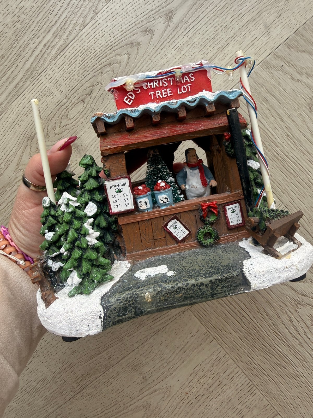 Kersthuisje kerstboom verkoop verlichting werkend, Ophalen of Verzenden, Zo goed als nieuw