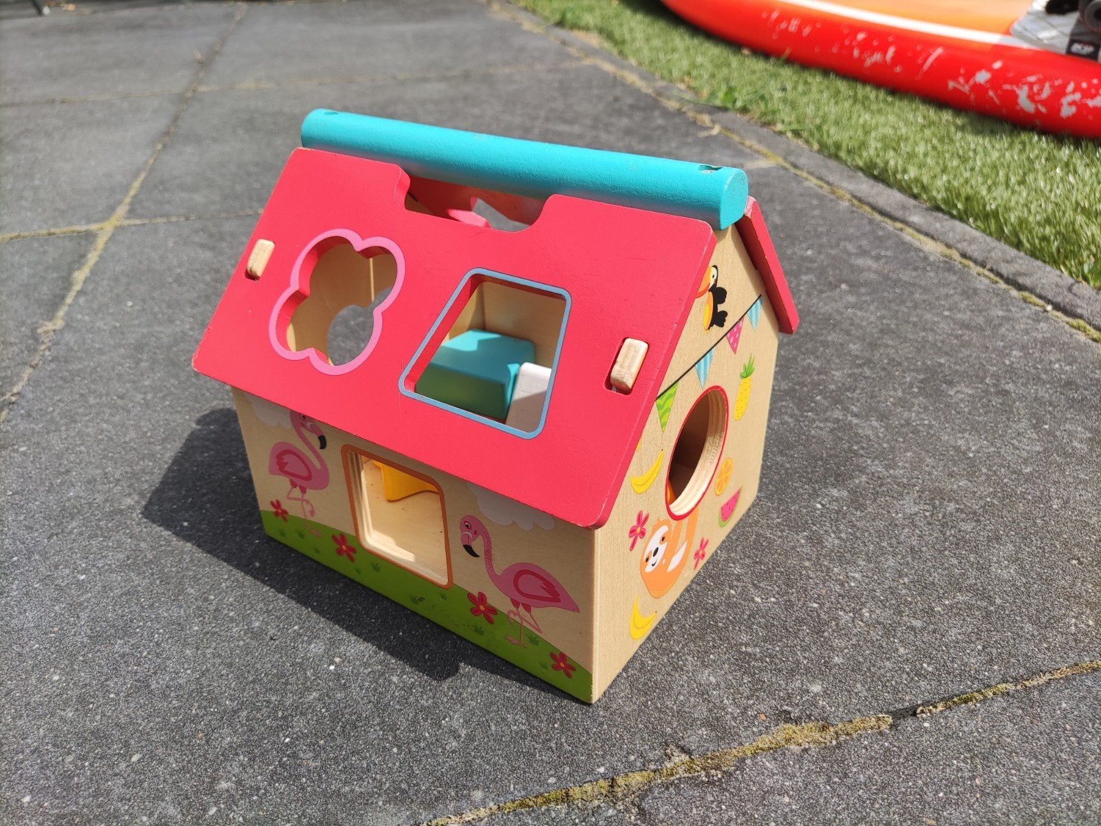 Houten blokken puzzelhuisje, Ophalen of Verzenden