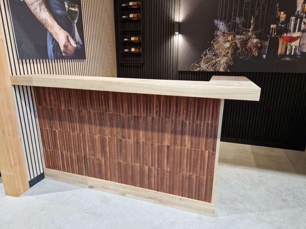 eiken hoekbar links met tegeltjes, barren, kroeg, mancave, Huis en Inrichting, Barren, Ophalen, Nieuw