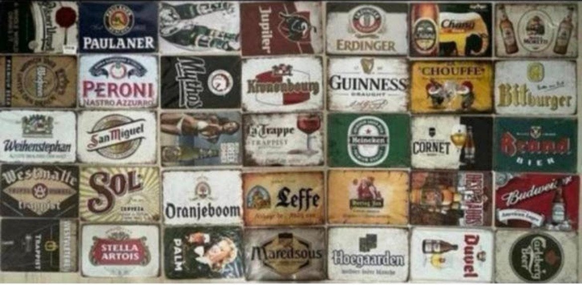 Metalen wandbord Bier 20x30 cm (3 voor 21€) Aanbieding!, Ophalen of Verzenden, Zo goed als nieuw, Reclamebord