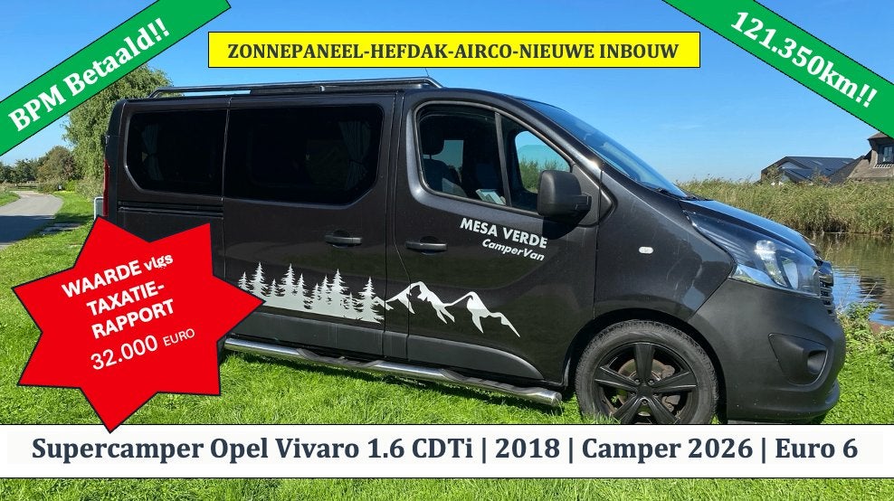 Camper Opel Vivaro 1.6 CDTi  | 2018 | Camper 2026 | Euro 6, Overige merken, Verwarmde buitenspiegels, Tot en met 2, Raamblindering