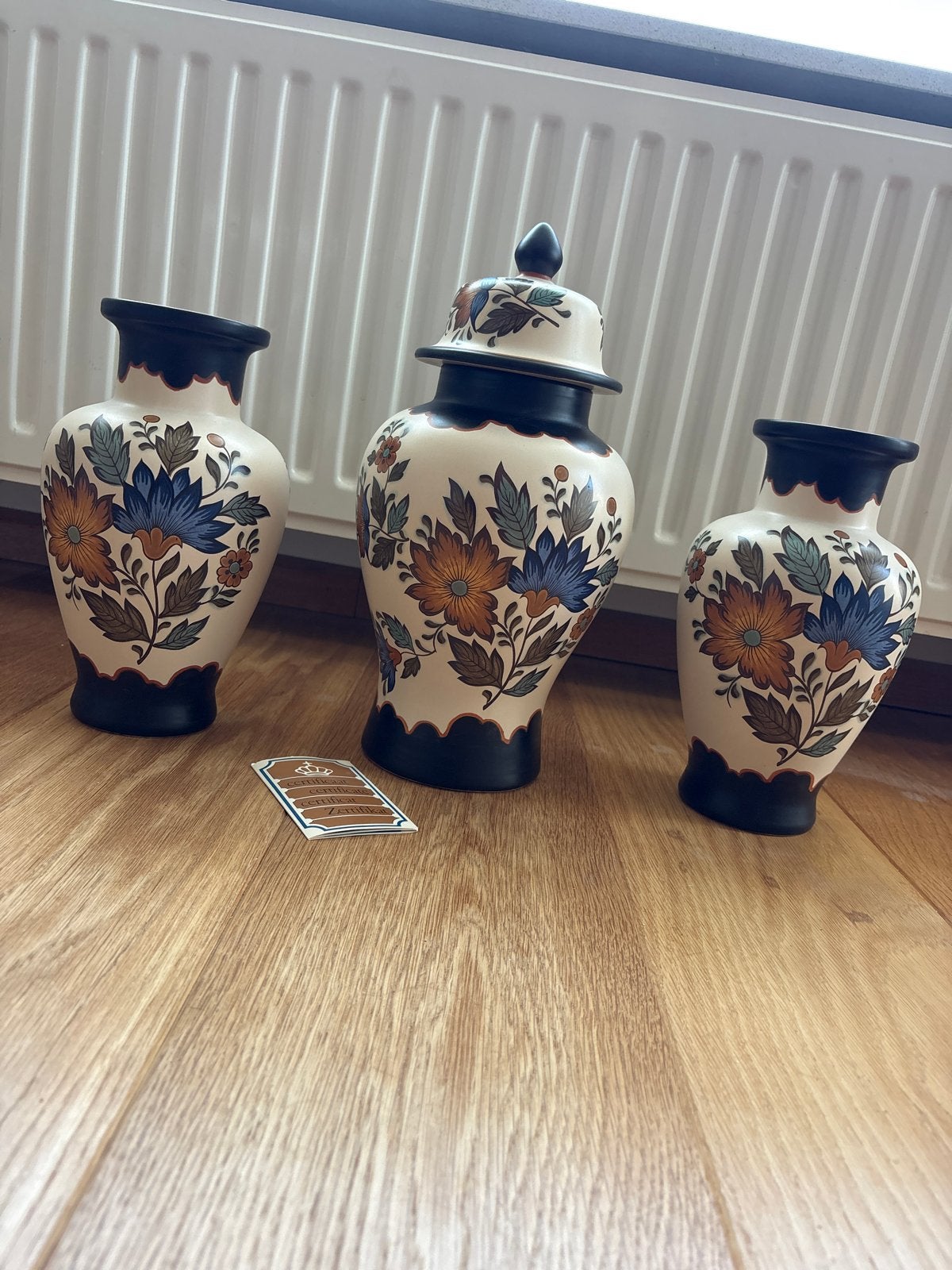 Flora Gouda Plateel Vazen Set - Handwerk Holland, Antiek en Kunst, Antiek | Vazen, Ophalen