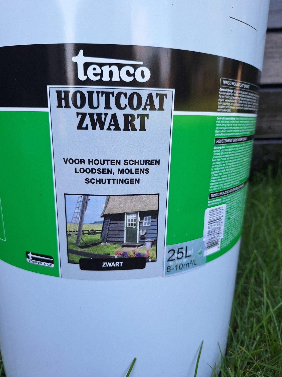 Tenco Houtcoat Zwart 25L - Voor Houten Schuren en Meer, Ophalen, Nieuw, Wit