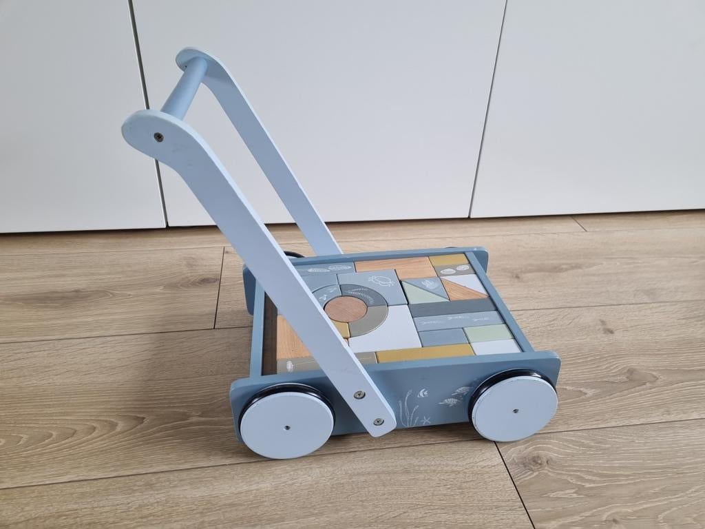 Little Dutch Blokkenkar - Ontdek & Leer, Kinderen en Baby's, Speelgoed | Houten speelgoed, Ophalen, Gebruikt, Duw- of Trekspeelgoed