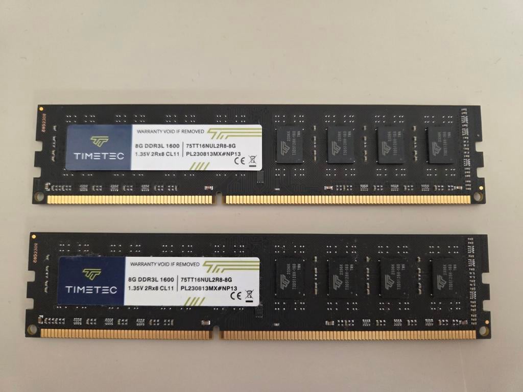 16GB DDR3L 1600MHz RAM (2x 8GB), Gebruikt, DDR3, Ophalen of Verzenden, Desktop