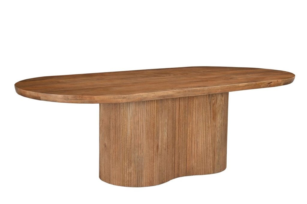 Ovale eettafel Sevilla Pecan 220 cm van 1199 voor 699, Huis en Inrichting, Ophalen, 100 tot 150 cm, Maxi Living, City Plaza 67, 3431 HA Nieuwegein