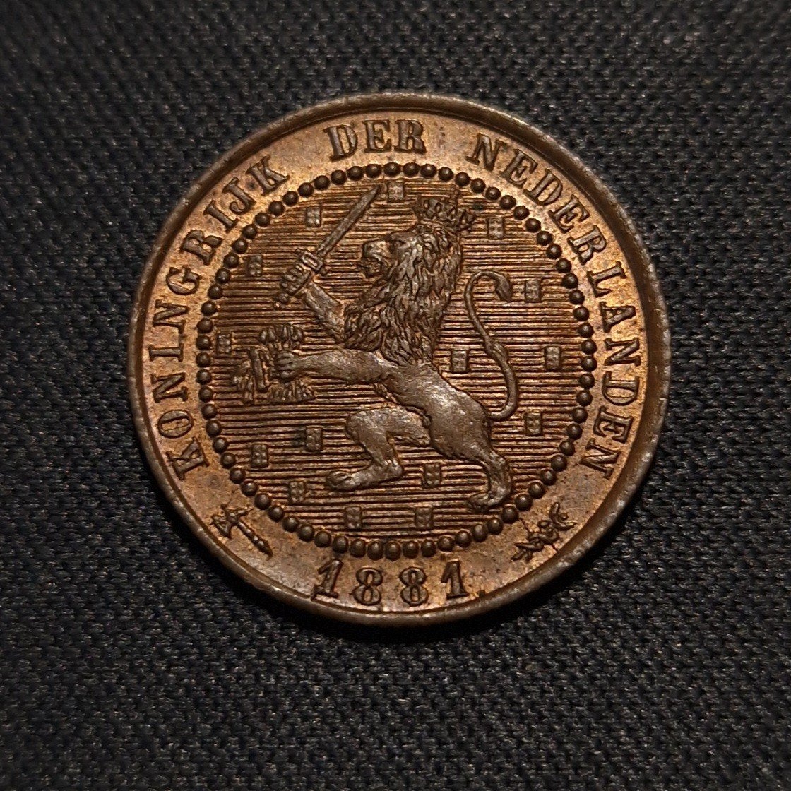 1 cent 1881 deels originele muntkleur, Verzenden, Koning Willem III, 1 cent, Losse munt