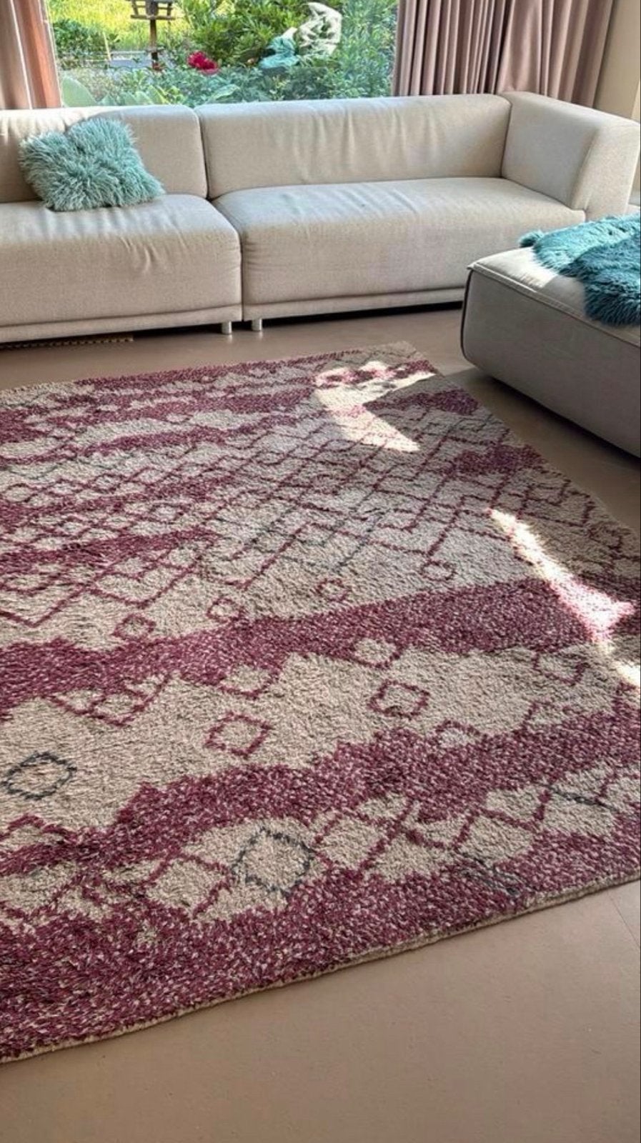 Mooi vloerkleed met Berber patroon - rood/beige, Gebruikt, 150 tot 200 cm, 200 cm of meer, Ophalen of Verzenden