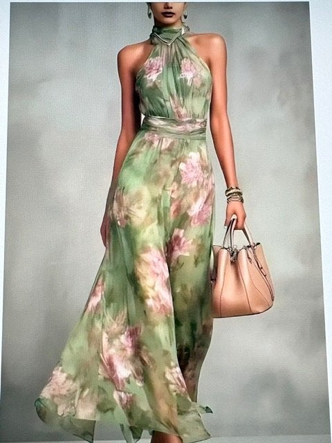 Elegante bloemen maxi-jurk maat S, Kleding | Dames, Nieuw, Ophalen of Verzenden, Onbekend, Maat 36 (S)
