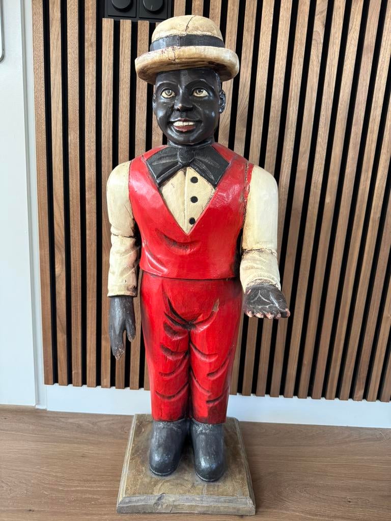 Oude Blackamoor buthler, Antiek en Kunst, Kunst | Beelden en Houtsnijwerken, Ophalen, 50 - 100 cm, Beeld, Hout