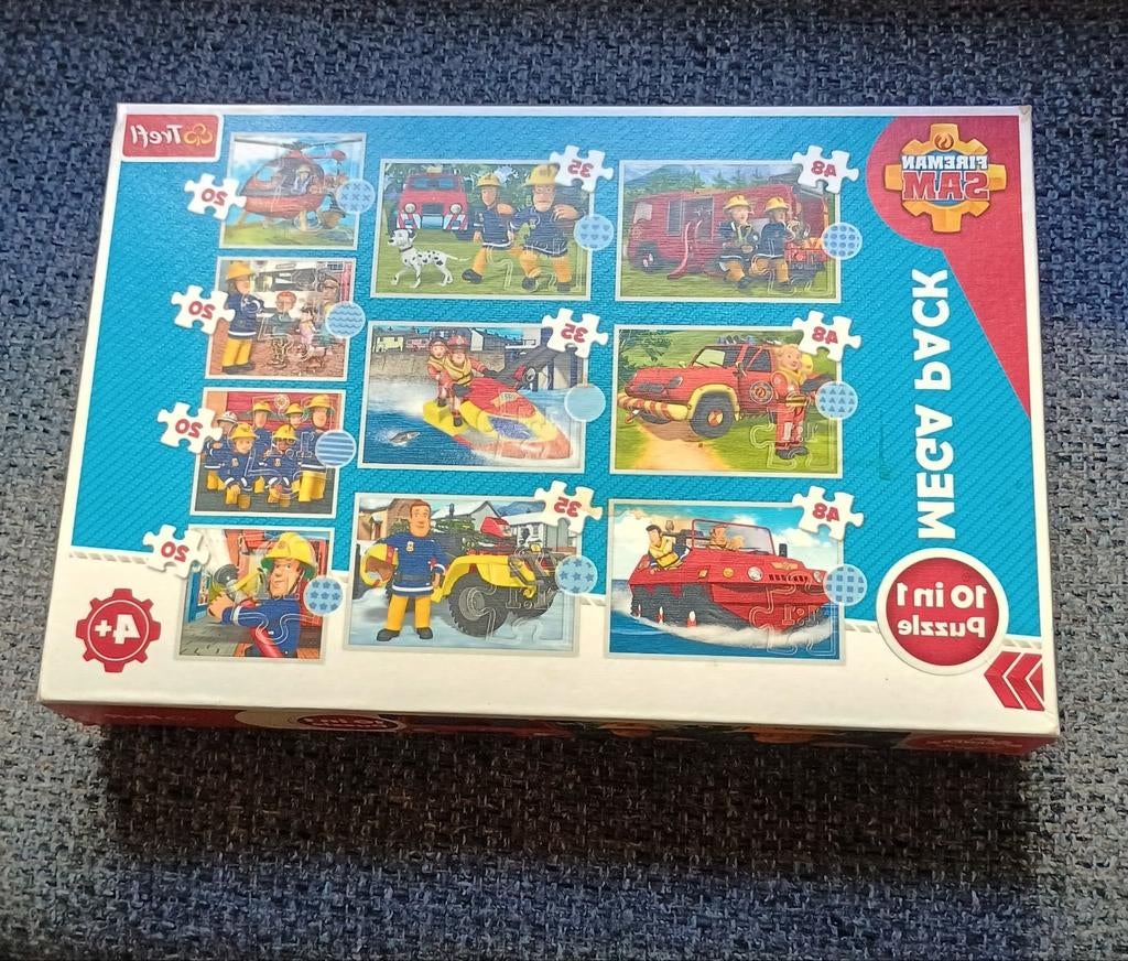 Brandweerman Sam 10-puzzelbox, Ophalen of Verzenden, 10 tot 50 stukjes, Zo goed als nieuw, 4 tot 6 jaar