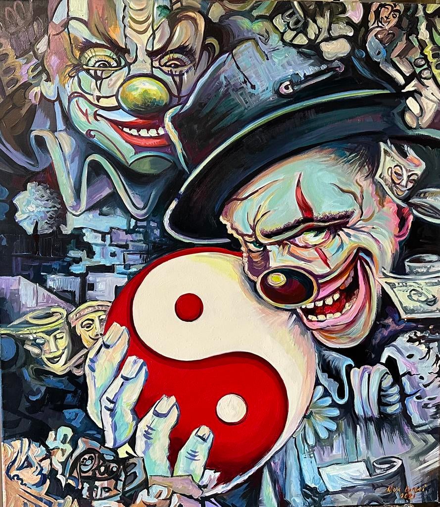 Alex L- Joker- Handgeschilderd (100%)- Origineel, Antiek en Kunst, Kunst | Schilderijen | Modern, Ophalen of Verzenden