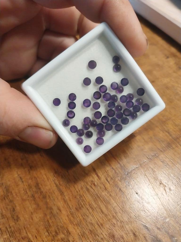 Donker paarse amethyst cabochon rond, Ophalen of Verzenden