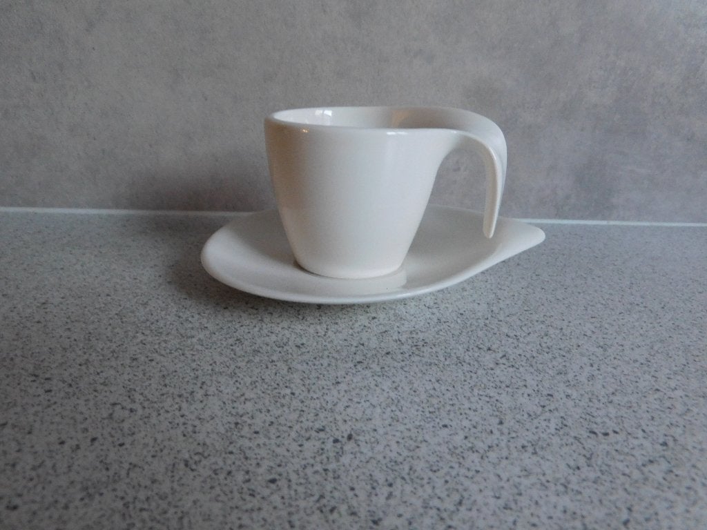 Kop en schotel Wit Flow Villeroy & Boch - 80 ml, Villeroy & Boch, Ophalen of Verzenden, Zo goed als nieuw, Overige stijlen