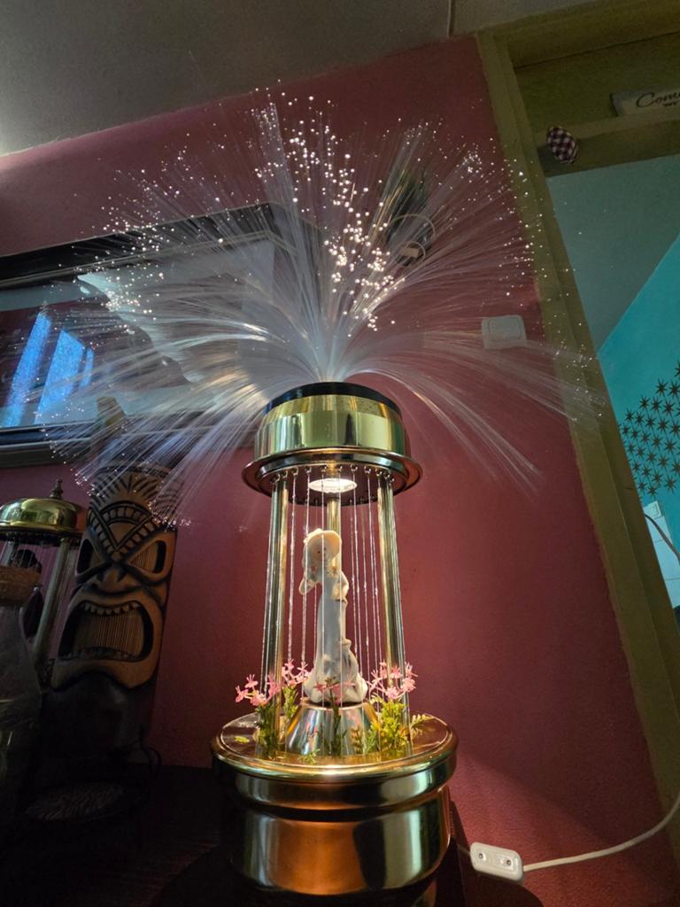 Vintage  70s oil rain fountain lamp with fiber optic, Ophalen of Verzenden