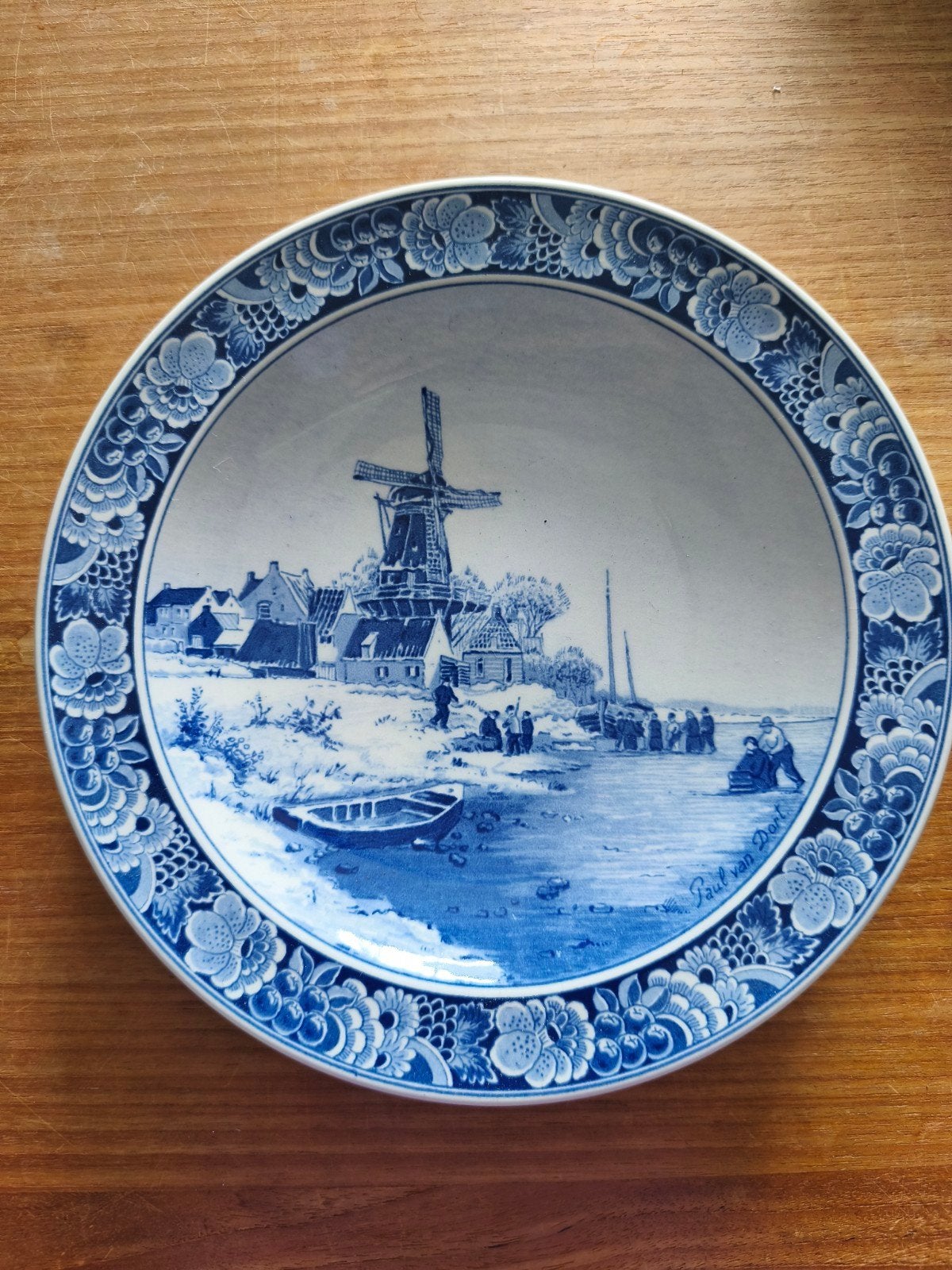 Delfts Blauw bord "Bevroren Rivier" door Paul van Dort, Antiek en Kunst, Ophalen of Verzenden