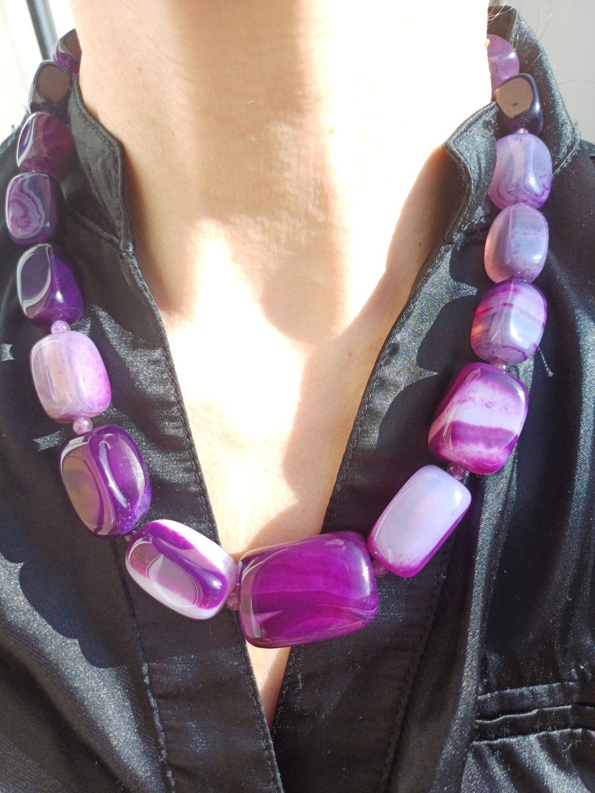 Vanoli collier / ketting van paarse agaat, Daiva1973@hotmail.com, Vanoli, Amsterdam, Paars