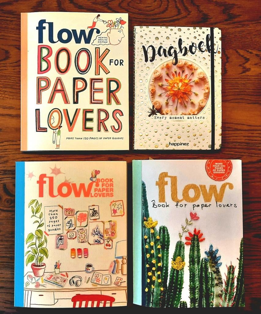 Flow Book for paperlovers (3 stuks) en Happinez dagboek, Verzenden, Zo goed als nieuw, Overige typen