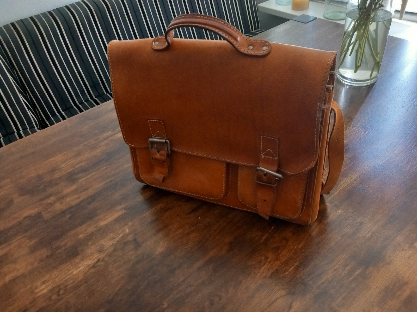 Vintage lederen school/leraren tas. igs., Ophalen of Verzenden, Gebruikt, Bruin, Aktetas of Boekentas