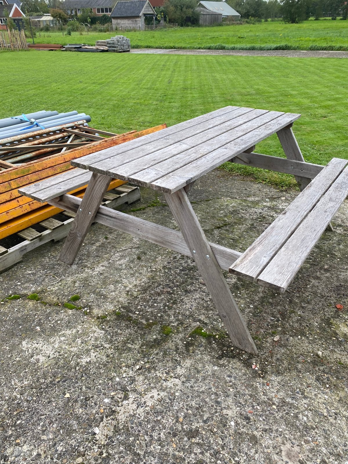 Picknick bank, Ophalen, Zo goed als nieuw, Rechthoekig, Hout