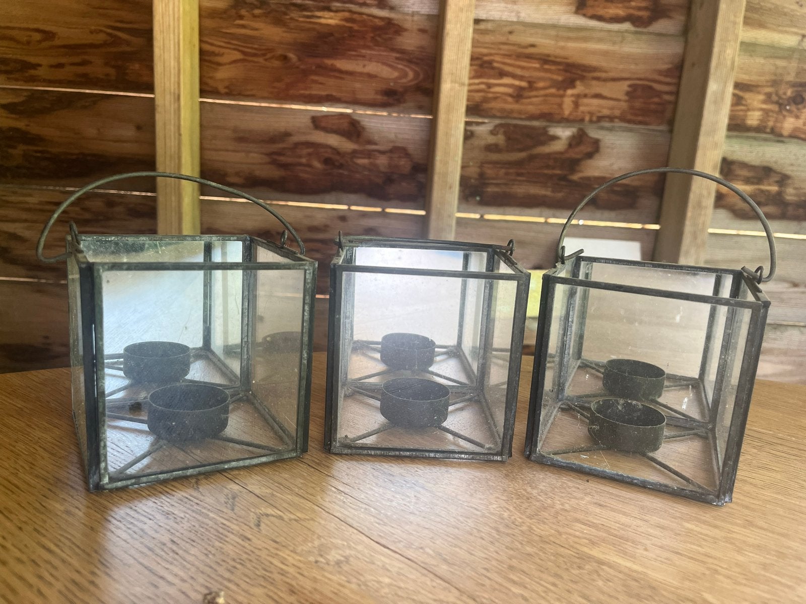 Set van 3 waxinelichthouders, Ophalen, Gebruikt, Zwart, Metaal