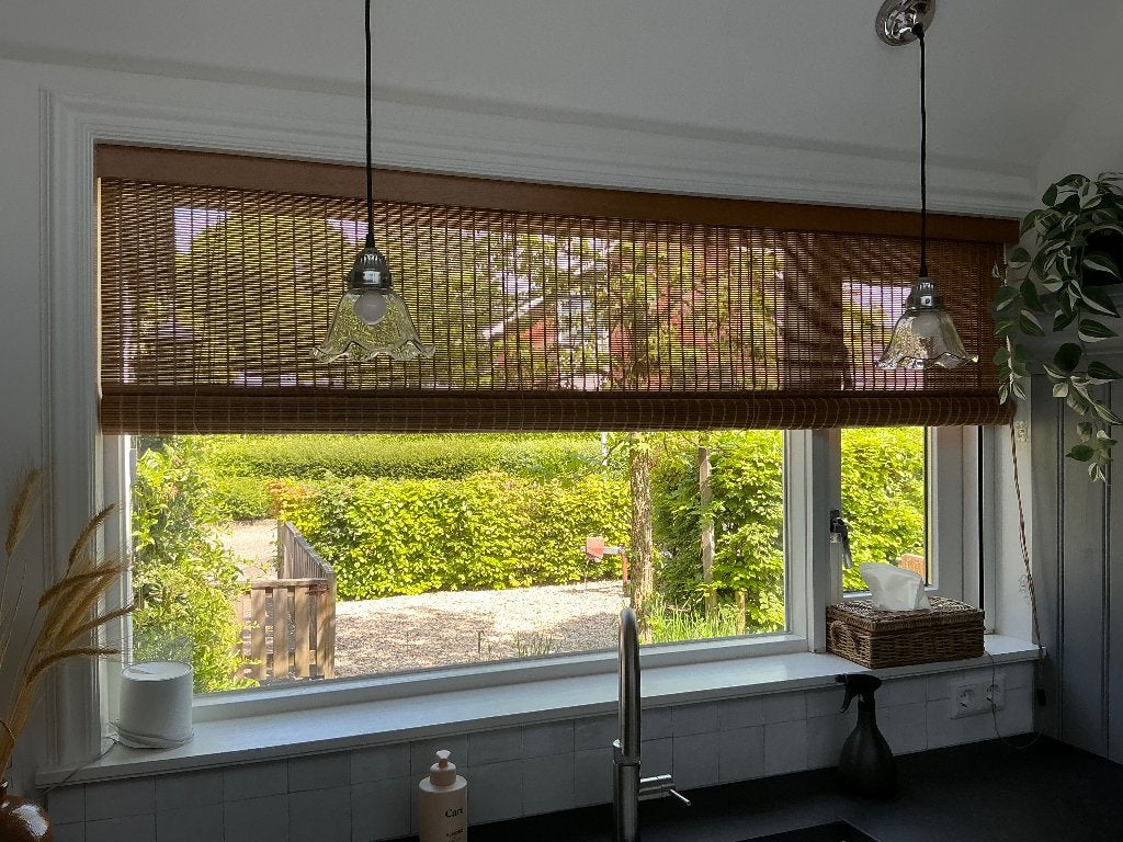 Bamboe rolgordijn 188cm breed en 95cm hoog, Ophalen, Zo goed als nieuw, 150 tot 200 cm, Minder dan 100 cm