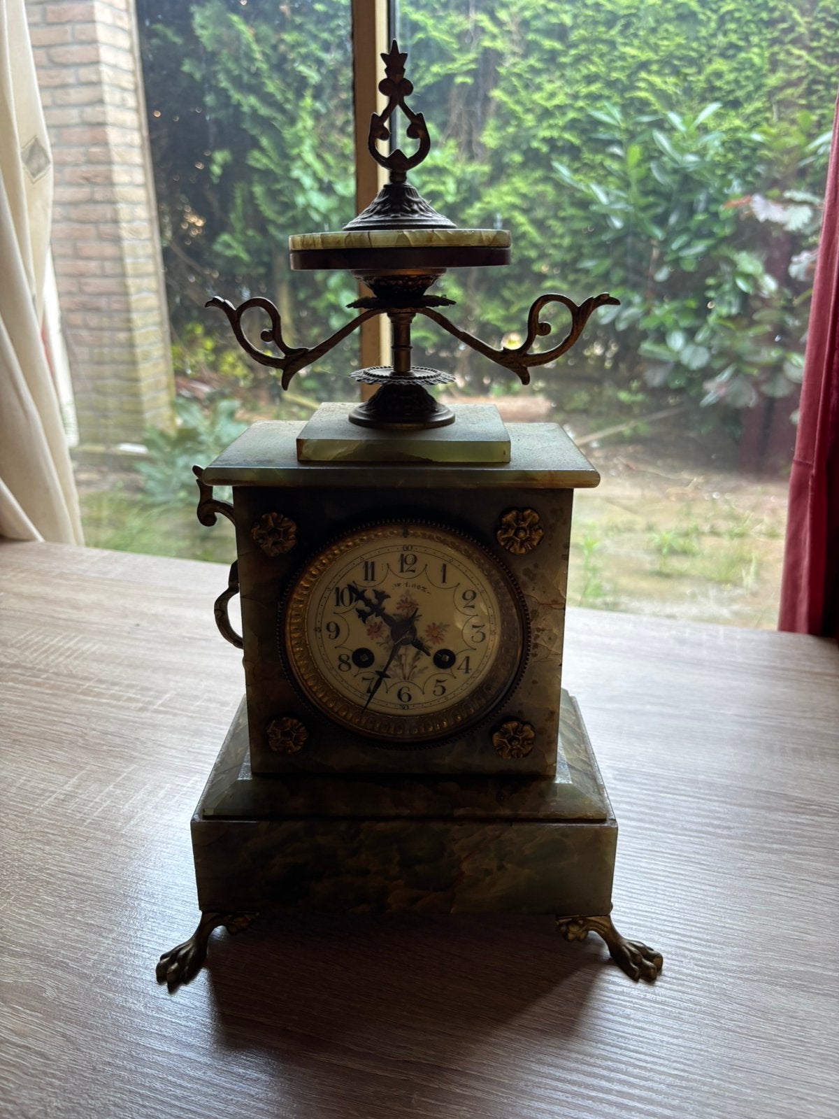 Antieke Franse Marmeren/Onyx Mantelklok, Antiek en Kunst, Ophalen