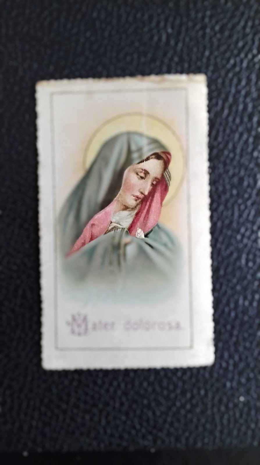 Antieke bidprent: Maria Moeder der Smarten, Ophalen of Verzenden, Gebruikt, Kaart of Prent, Christendom | Katholiek