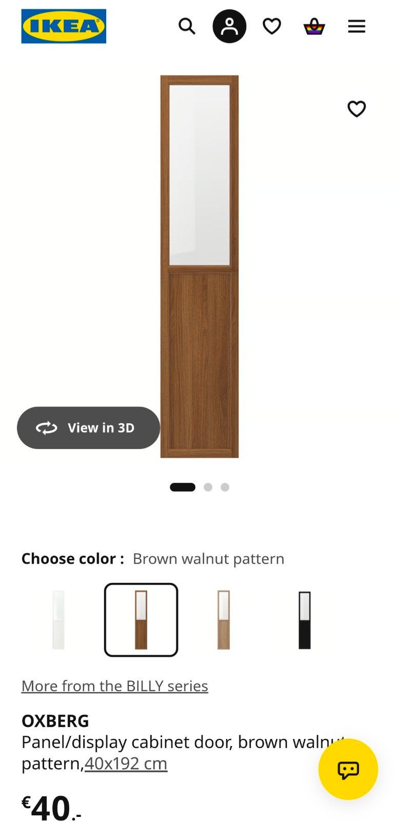 IKEA OXBERG Deur, bruin walnootpatroon, 40x192 cm, Ophalen, Nieuw