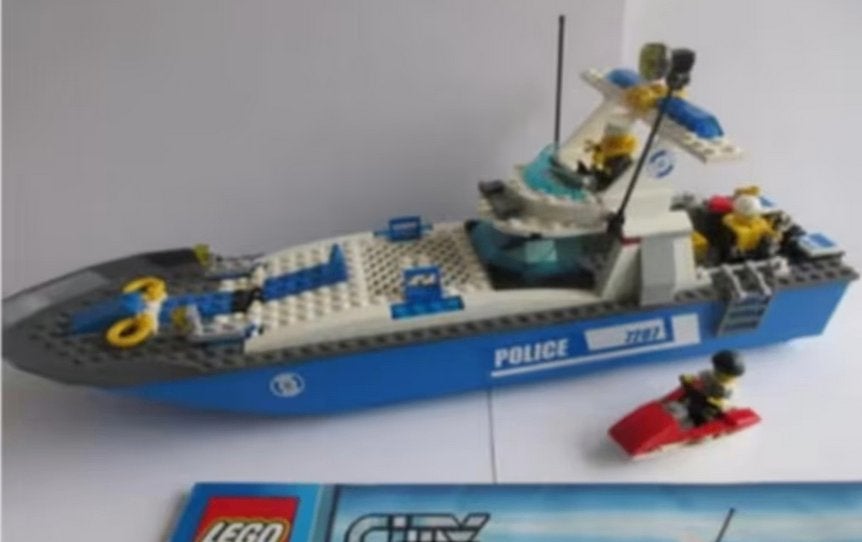 7287, City politieboot met bouwtekening., Ophalen of Verzenden, Zo goed als nieuw, Complete set, Lego