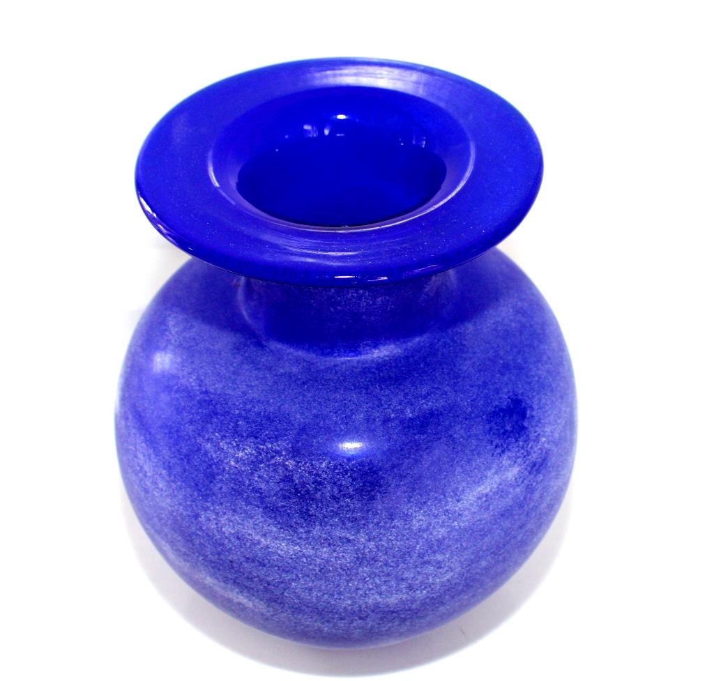 Schitterende Murano Seguso Kobalt Blauw Glas Scavo Vaas, Ophalen of Verzenden