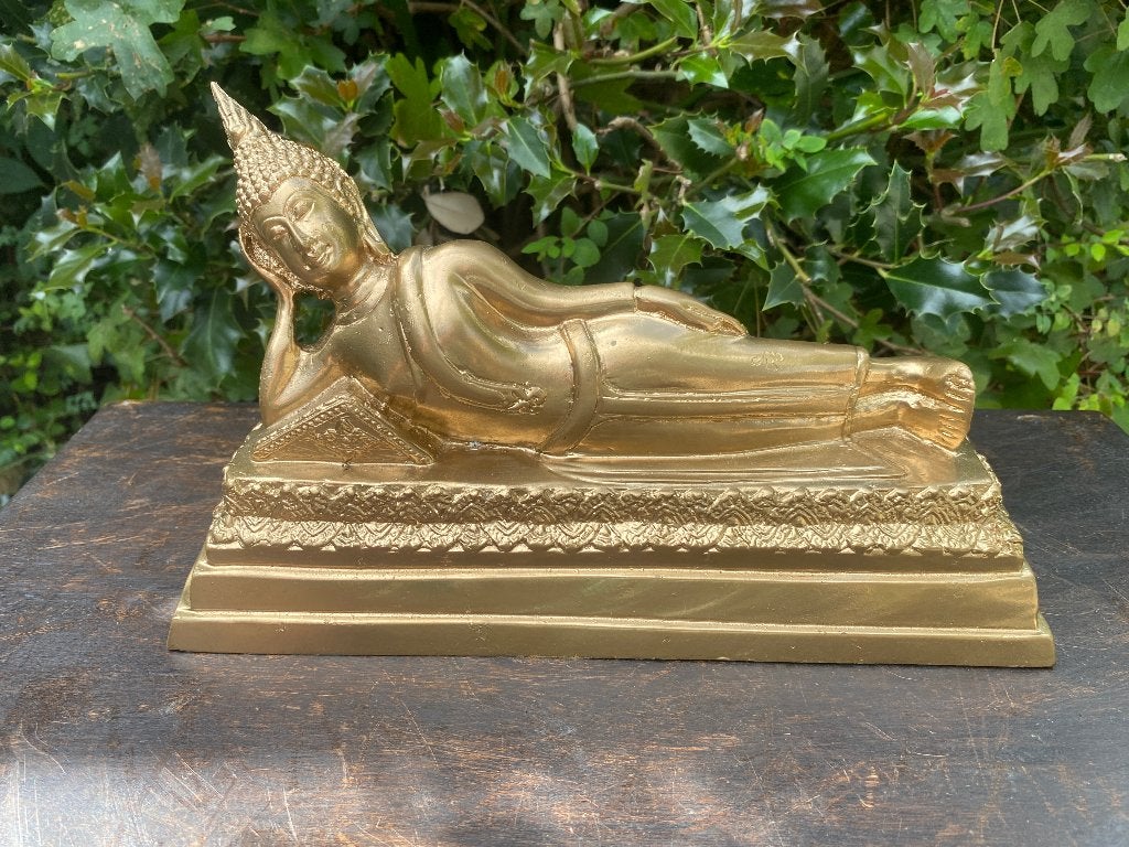 Rustende Dinsdag Boeddha beeld brons goud 27,5 cm, Ophalen of Verzenden, Zo goed als nieuw, Nvt, Nvt