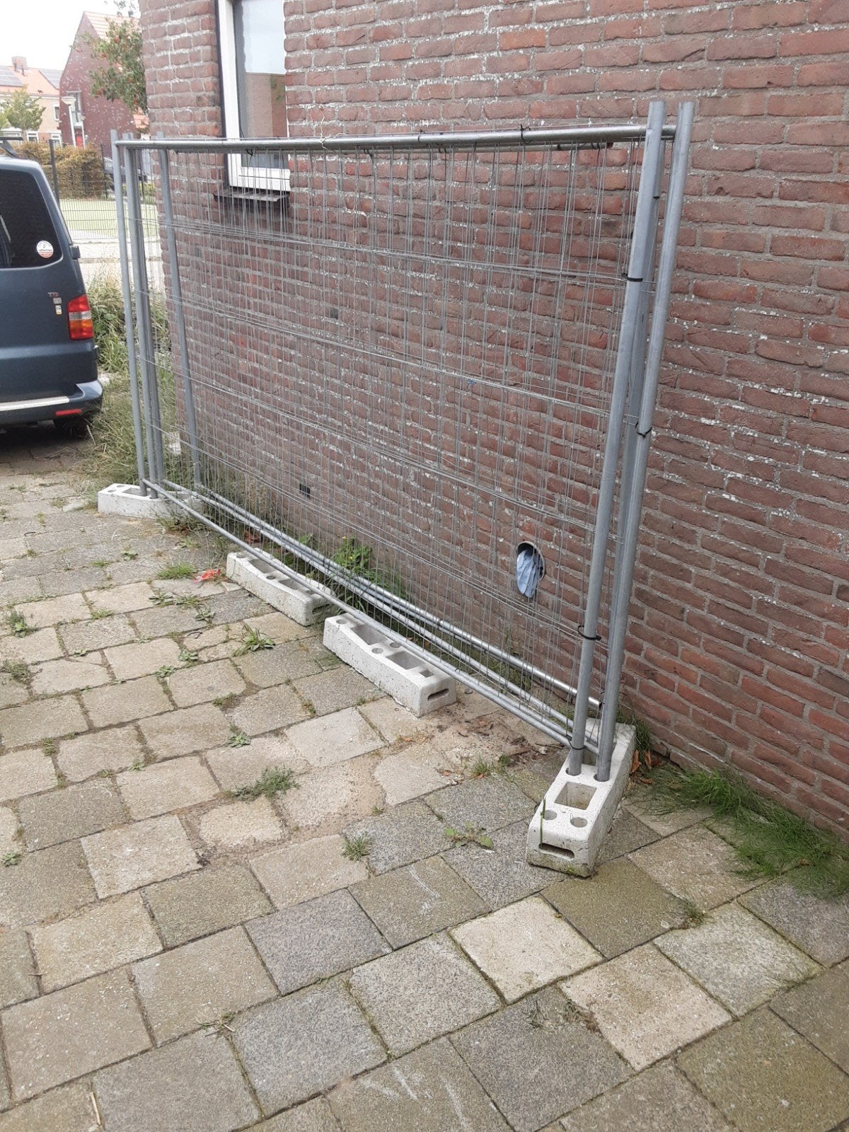 bouwhekken 180hoog 350 lang 4stuks met blokken, Ophalen, Gebruikt, IJzer
