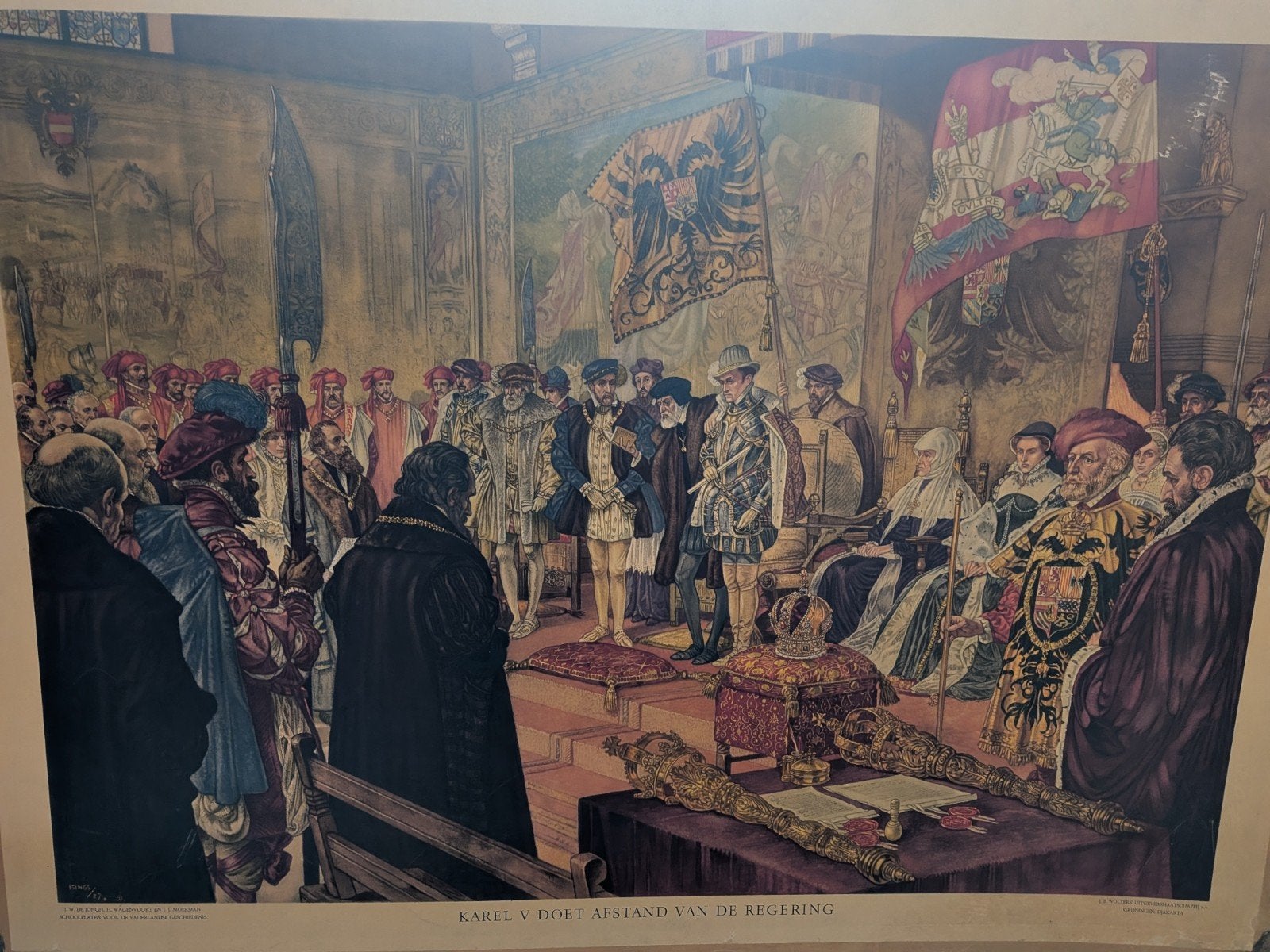 schoolplaat Karel V doet afstand van de troon., Ophalen, Geschiedenis