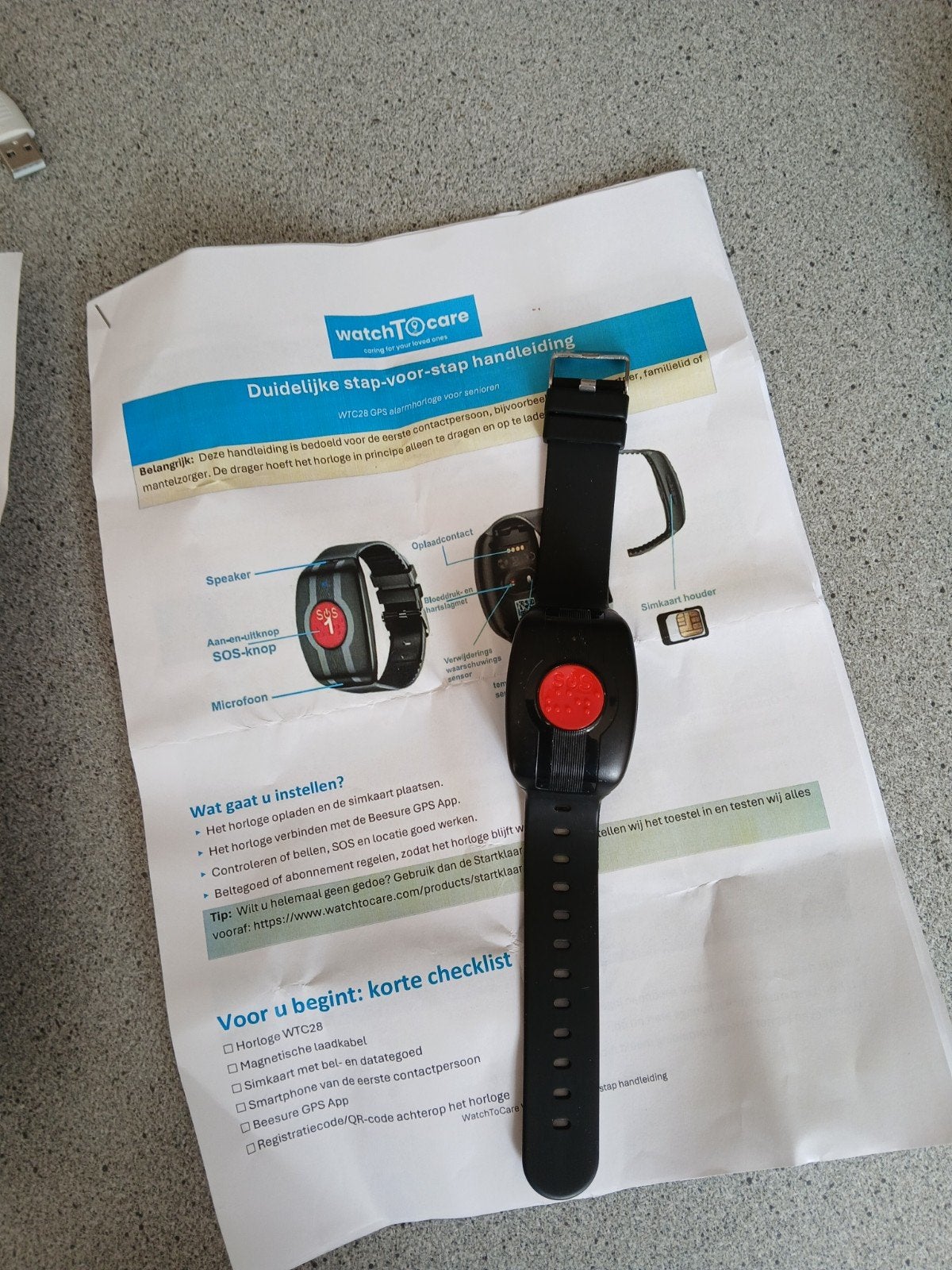 WatchToCare WTC28 GPS Persoonsalarm Horloge, Zwart, WatchToCare, Ophalen of Verzenden, Zo goed als nieuw