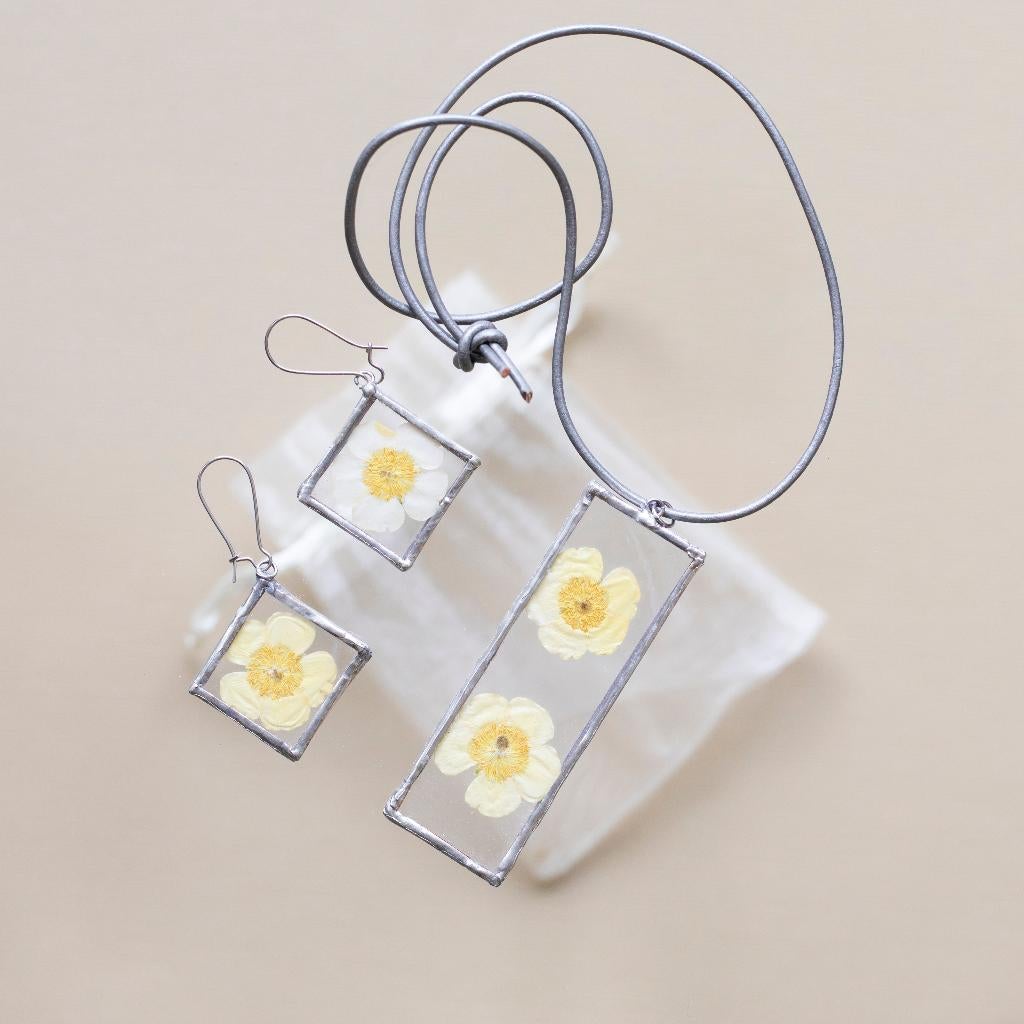 sieradensets met echte bloemen. Tiffany, Sieraden, Tassen en Uiterlijk, Kettingen, Nieuw, Zilver, Zilver, Met hanger, Verstelbaar