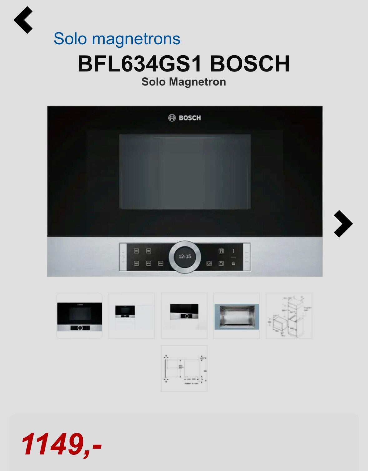 Bosch inbouw magnetron BFL634GS1 900 W ( ZGAN), Witgoed en Apparatuur, Minder dan 45 cm, Ophalen of Verzenden, Inbouw, Magnetron
