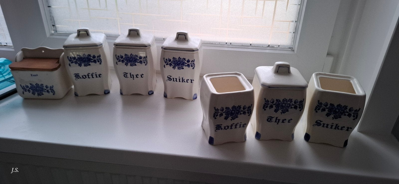 Vintage Delfts Blauw Koffie, Thee, Suiker en Kruidenset, Ophalen