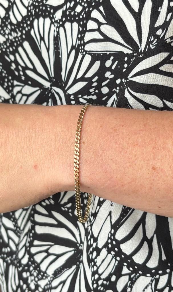 Gourmet 14k gouden schakel armband massief dames heren, Voordeelsieraden, Verzenden, Zo goed als nieuw, Met edelsteen