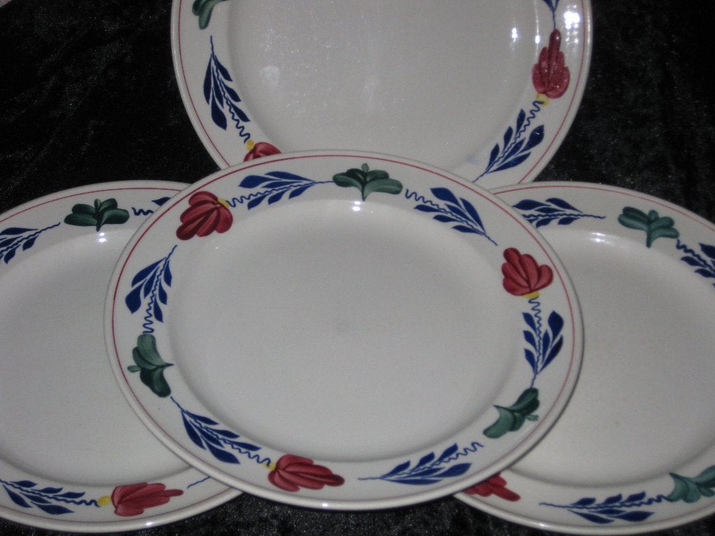 Boch Diner Borden Boerenbont 4 x 24,5 CM, Ophalen, Zo goed als nieuw, Aardewerk, Bord(en)