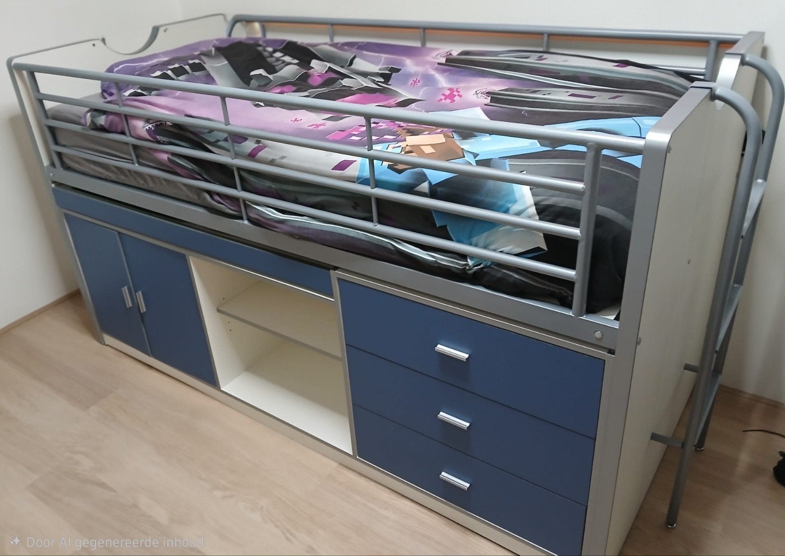 Multifunctioneel kinderbed met bureau en opbergruimte, Ophalen, 85 tot 100 cm, Gebruikt, Lattenbodem