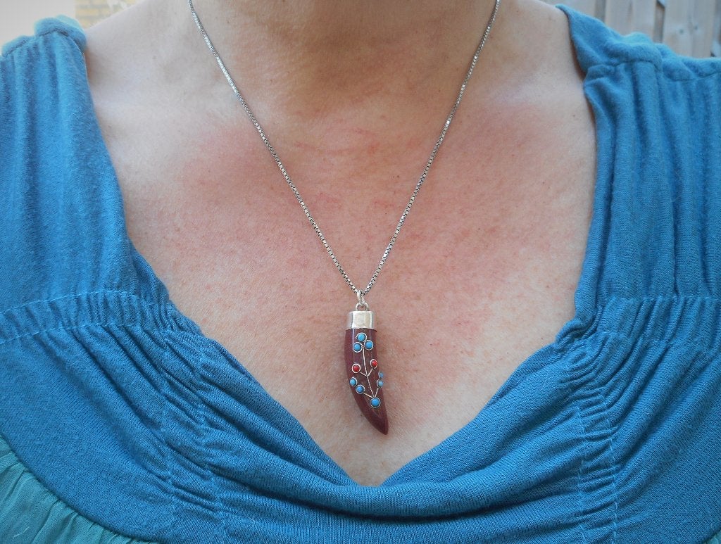 Zilveren ketting met aparte vintage hanger nr.041, Met hanger, Verzenden, Zo goed als nieuw, Zilver