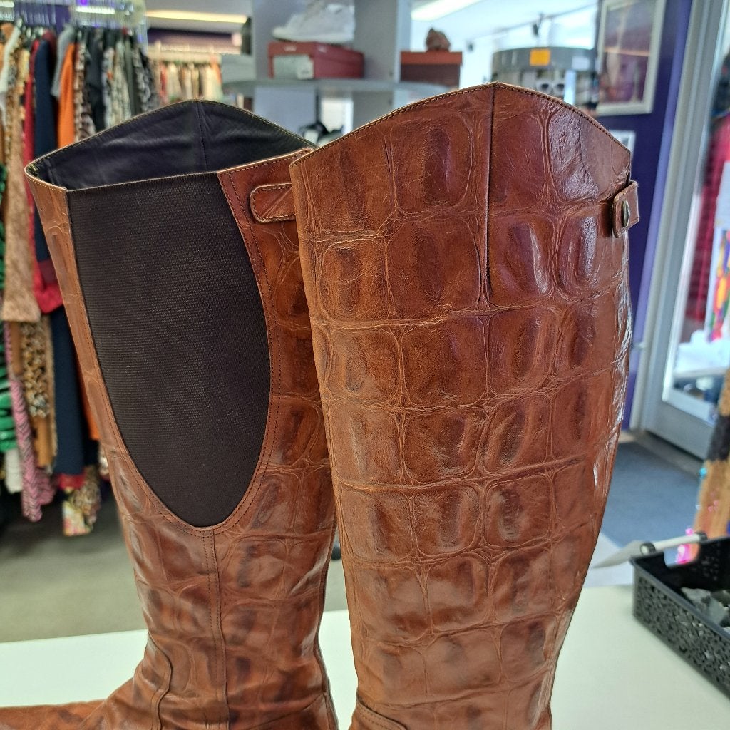 Floris van Bommel laarzen cognac bruin kroko mt 39.5 48155, Kleding | Dames, Schoenen, Hoge laarzen, Bruin, ., Floris van Bommel