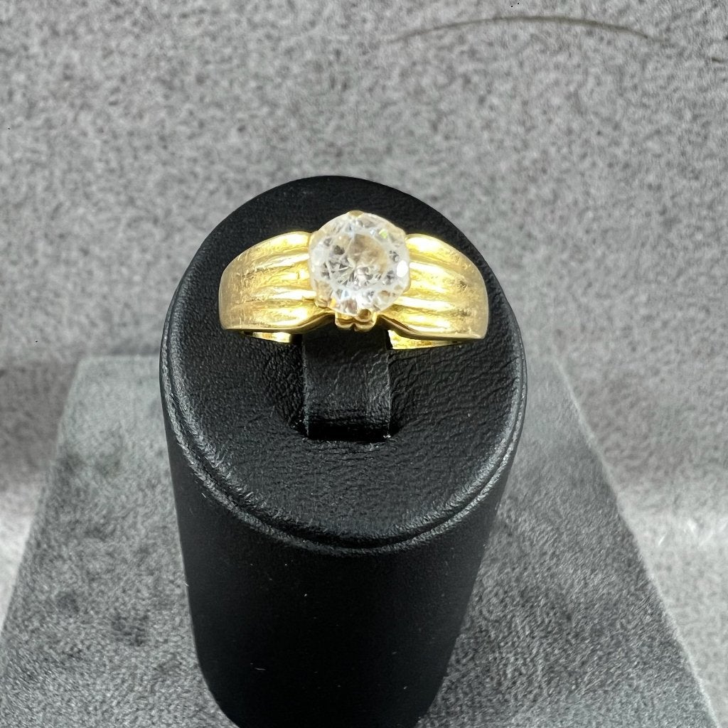 Gouden Ring | 18k | 5,24g | solitair | zirkonia | 18| 414299