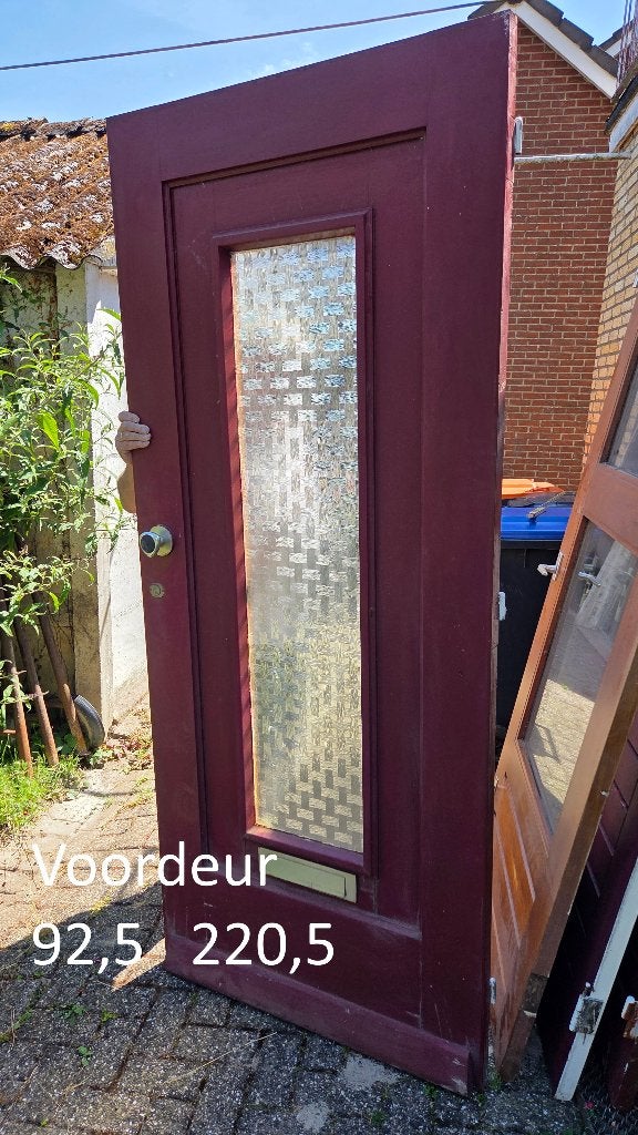 Hardhouten deuren met ruiten, Doe-het-zelf en Verbouw, Deuren en Horren, Ophalen, Gebruikt, 80 tot 100 cm, Buitendeur
