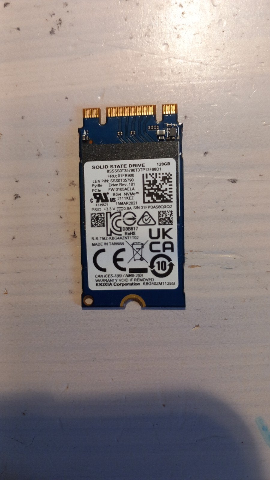 Kioxia 128GB M.2 NVMe SSD (Compact formaat / OEM), Computers en Software, Harde schijven, Intern, 128gb, SSD, Ophalen of Verzenden