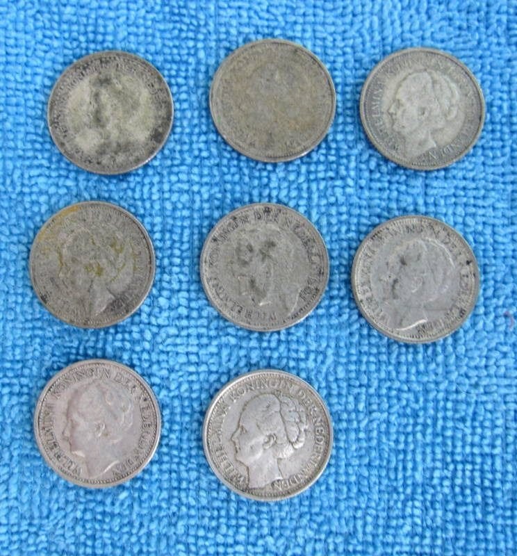 8 x 10 cent Koningin Wilhelmina - 1918/1944, Postzegels en Munten, Munten | Nederland, Zilver, 10 cent, Koningin Wilhelmina, Verzenden
