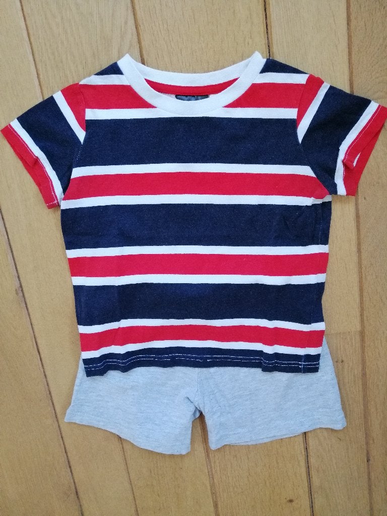 H&M pyjama shortama rood wit blauw streep blauw maat 92, Ophalen of Verzenden, H&M, Jongen, Nacht- of Onderkleding