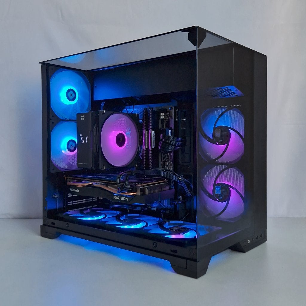 RX 6700 XT 12GB, Ryzen 5, RGB Game PC Fishtank, Computers en Software, Desktop Pc's, Zelf gebouwde pc, Virtual Reality, Nieuw