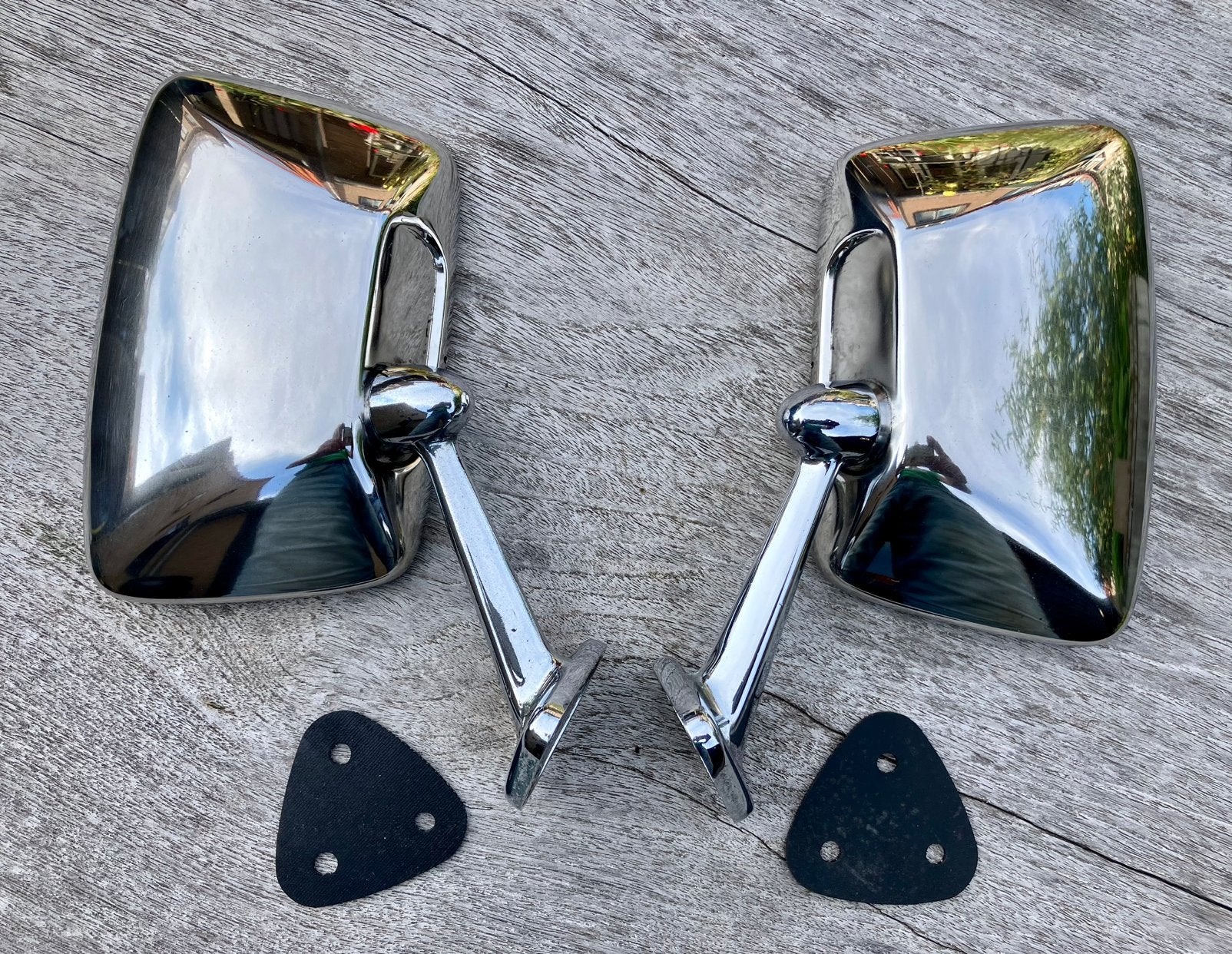 Chrome oldtimer spiegels Saab 95, 96, 99, Ophalen of Verzenden, Gebruikt, Oldtimer onderdelen